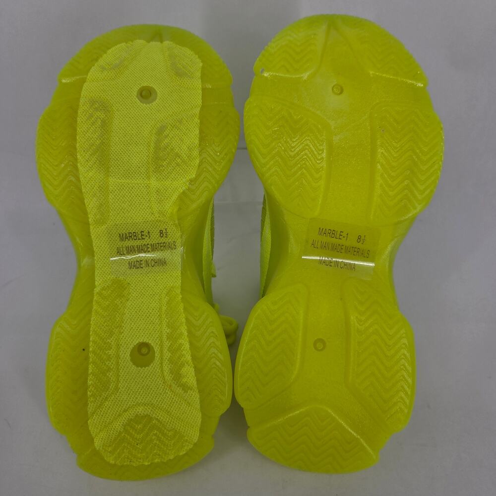 NEW AMS Chunky Jelly Sole Platform Rhinestone Sneaker Neon Yellow NEW Size 8.5 - Picture 9 of 10